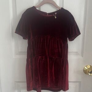 Zara Kids Velvet Dress in Deep Red